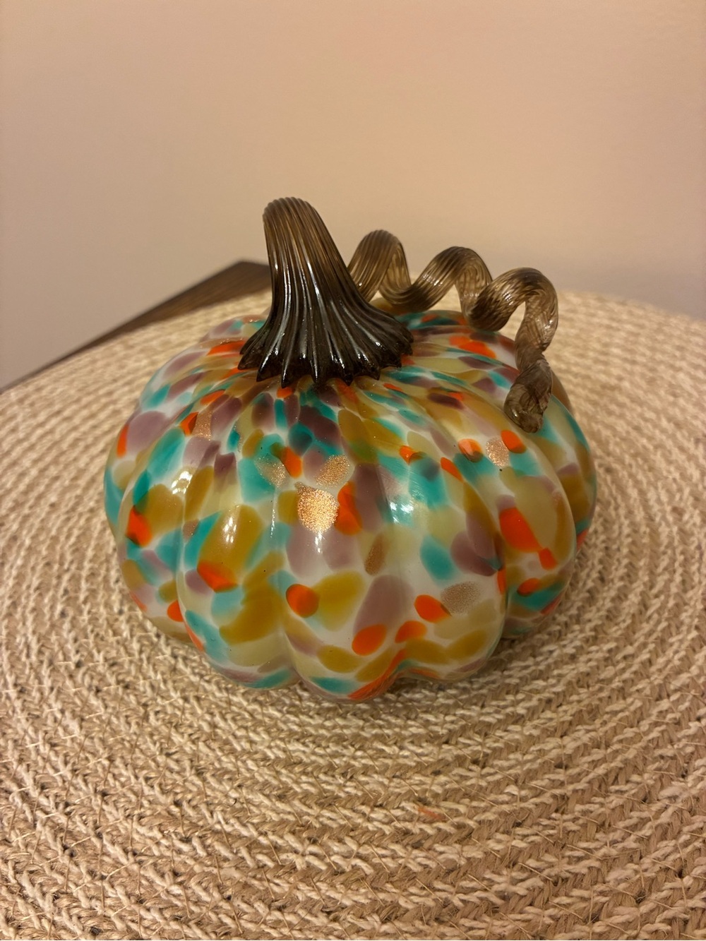 Hand-Blown Confetti Glass Pumpkin - Multicolor